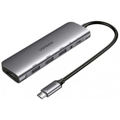 هاب 3 پورت Type C به USB 3.0 و یک پورت میکروفون و یک پورت HDMI با قابلیت PD یوگرین Ugreen CM136