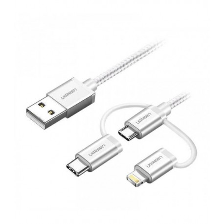 کابل تبدیل USB به Iphone Lightning و Type C و Micro USB یوگرین 80326 Ugreen US186