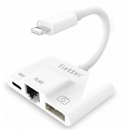 تبدیل لایتنینگ اتصال همزمان LAN و شارژر و USB ارلدام Earldom OT53