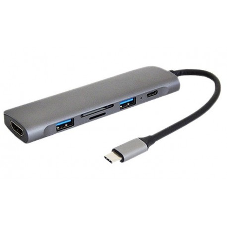 هاب 2 پورت Type C به 3.0 USB با یک پورت HDMI و درگاه کارت حافظه با قابلیت PD کی نت K-MFCMS606