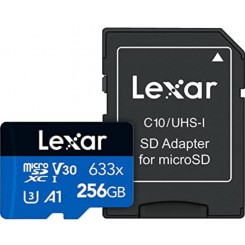 کارت حافظه microSDXC لکسار 633X کلاس 10 استاندارد UHS-I سرعت 100MBps ظرفیت 256 گیگابایت به همراه آداپتور SD