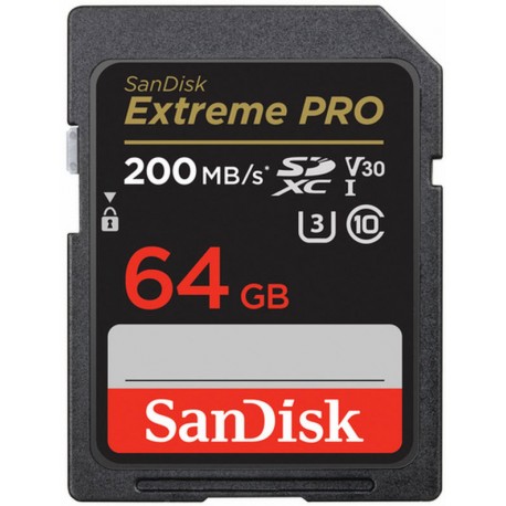 کارت حافظه SDXC سن دیسک مدل Extreme Pro V30 کلاس 10 استاندارد UHS-I U3 سرعت 200mbps ظرفیت 64 گیگابایت