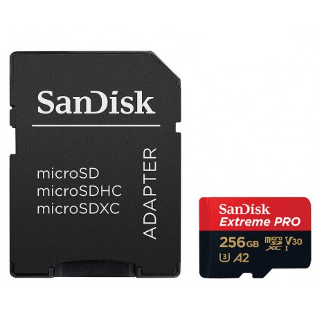 کارت حافظه MicroSDXC سن دیسک مدل Extreme Pro 4k استاندارد UHS-I U3 -A2 سرعت 200MBps ظرفیت 256 گیگابایت