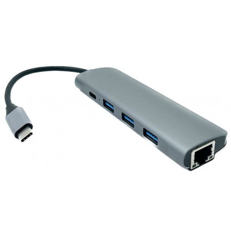 هاب 5 پورت Type C به 3.0 USB با پورت LAN با قابلیت PD کی نت K-MFCMS205