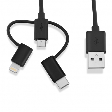 کابل 3 منظوره USB 2.0 To Type-C/Lightning/Micro B بطول 1 متر (سفید)