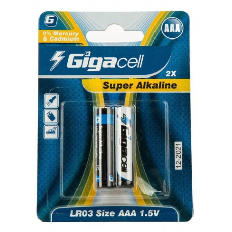باتری نیم قلمی گیگاسل مدل Super Alkaline - بسته 2 عددی