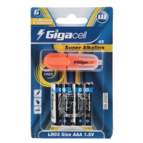 باتری نیم قلمی گیگاسل مدل Super Alkaline - بسته 4 عددی