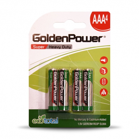 باتری نیم قلمی سوپر هوی دیوتی گلدن پاور (کربنی) - پک 4 عددی