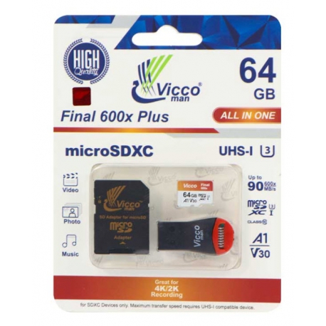 کارت حافظه microSDHC ویکو من مدل Final 600X ظرفیت ۶۴ گیگابایت همراه با آداپتور SD