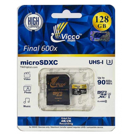 کارت حافظه microSDHC ویکو من Final 600x کلاس ۱۰ استاندارد UHS-I U3 سرعت ۹۰MBps ظرفیت ۱۲۸گیگابایت