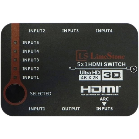 سوئیچ 5 پورت HDMI با قابلیت 3D با ریموت کنترل لایمستون LS-HS0501