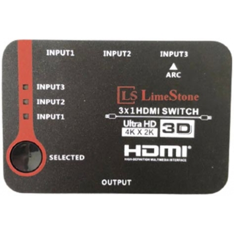 سوئیچ 3 پورت HDMI با قابلیت 3D با ریموت کنترل لایمستون LS-HS0301
