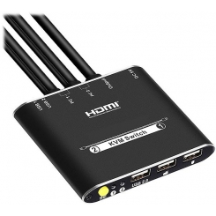 کی وی ام سوئیچ 2 پورت HDMI همراه کابل لایمستون LS-HKC0201