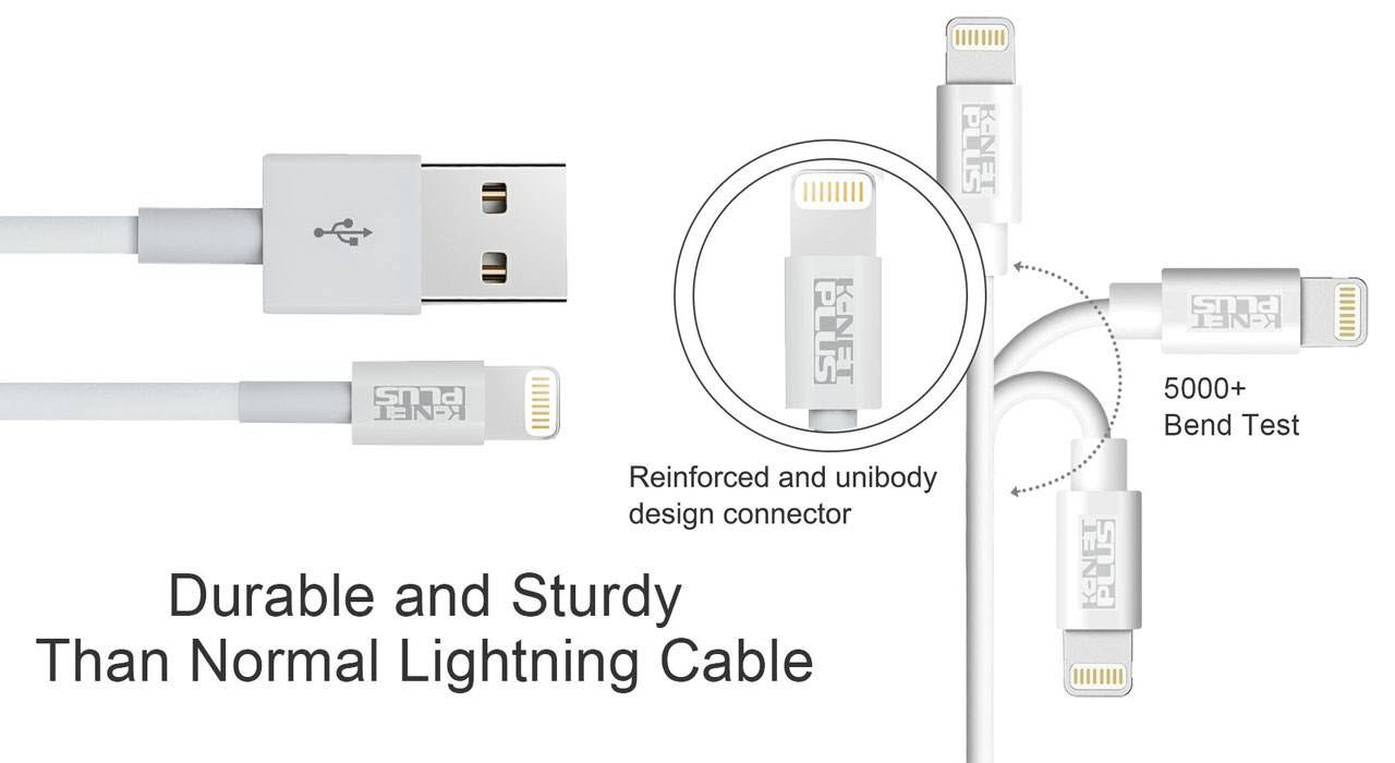 کابل تبدیل USB به لایتنینگ کی نت پلاس (کابل شارژ اپل ) مدل 01 طول 1.2 متر