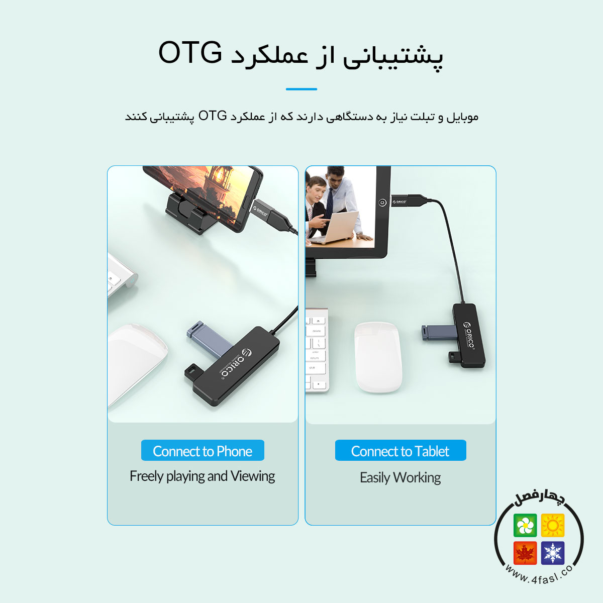 هاب 4 پورت USB2.0 اوریکوOrico FL01