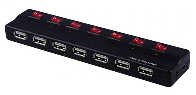 هاب 7 پورت USB 2.0 کلید دار همراه آداپتور فرانت FN-U2H70S
