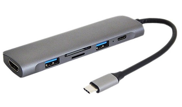 هاب 2 پورت Type C به 3.0 USB با یک پورت HDMI و درگاه کارت حافظه با قابلیت PD کی نت K-MFCMS606