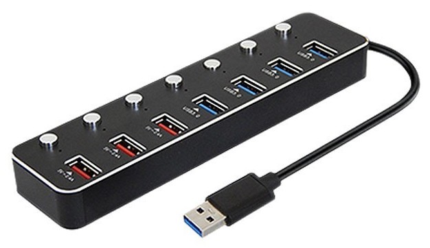 هاب 4 پورت USB 3.0 کلید دار با 3 پورت شارژ همراه آداپتور کی نت K-HUAMH107