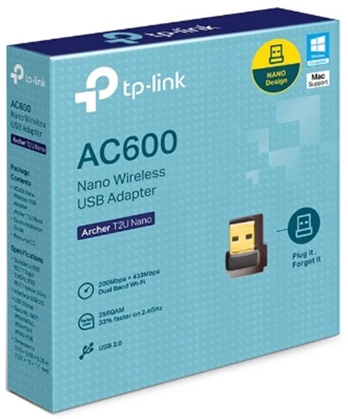 کارت شبکه USB بی‌ سیم و دوباند AC600 تی پی لینک TP-Link Archer T2U Nano