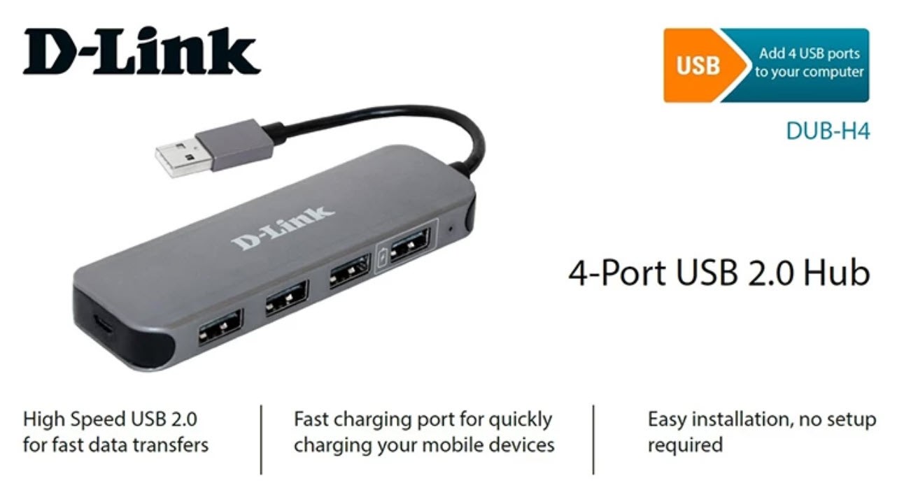 هاب 4 پورت USB 2.0 دی لینک D-Link DUB-H4-E1