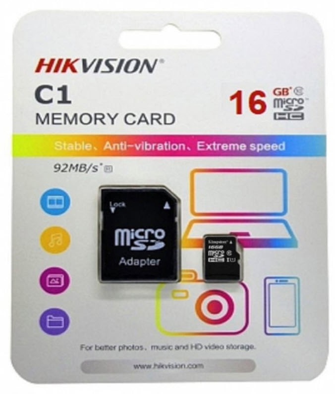 کارت حافظه microSDH هایک ویژن C1 کلاس 10 استاندارد UHS-I سرعت 92MBps ظرفیت 16 گیگابایت به همراه آداپتور SD