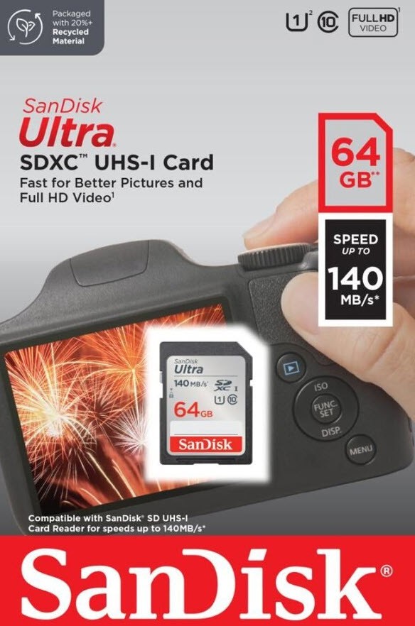 کارت حافظه SDXC سن دیسک مدل Ultra کلاس 10 استاندارد UHS-I U1 سرعت 140MBps ظرفیت 64 گیگابایت