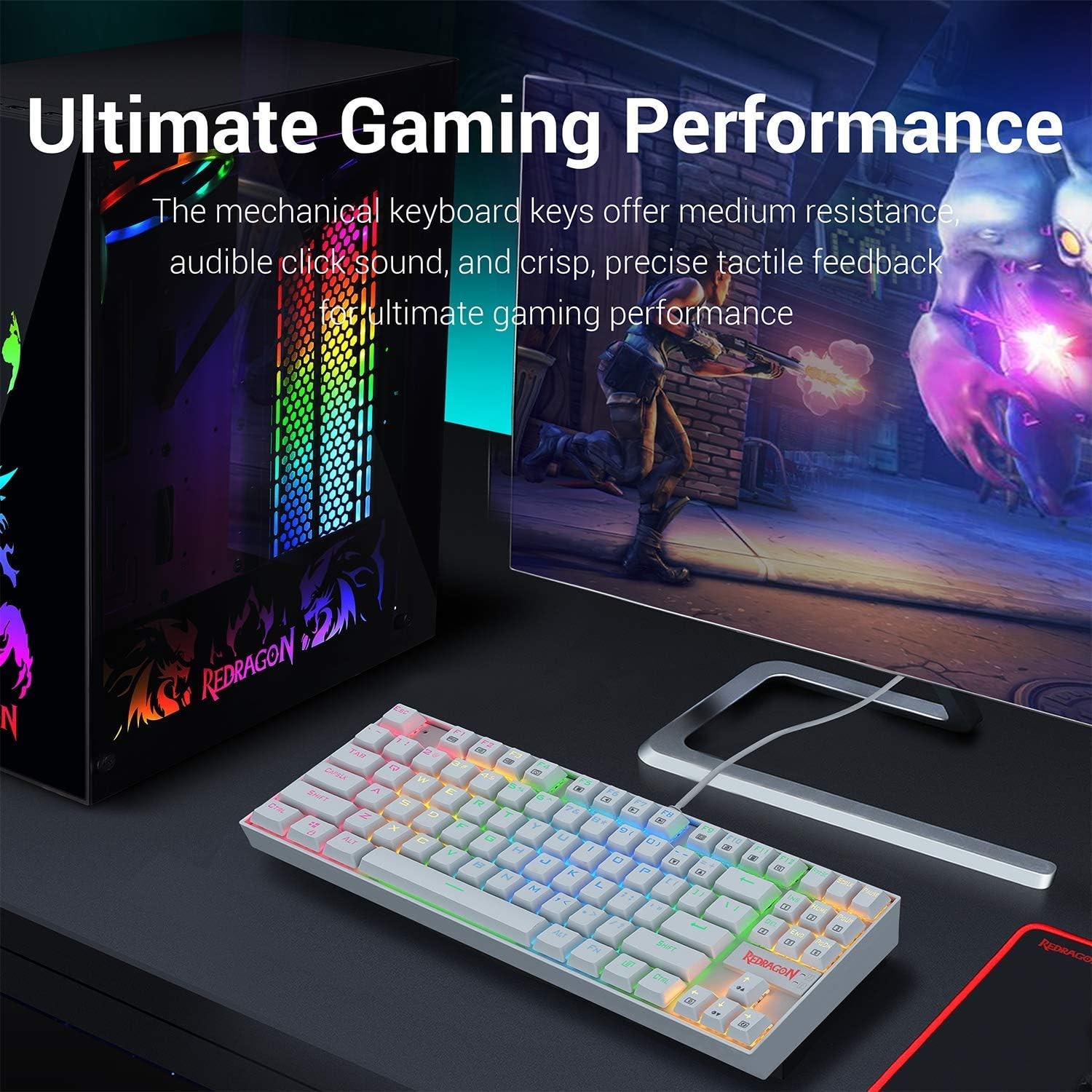 کیبورد گیمینگ ردراگون Redragon KUMARA K552 WHITE RGB