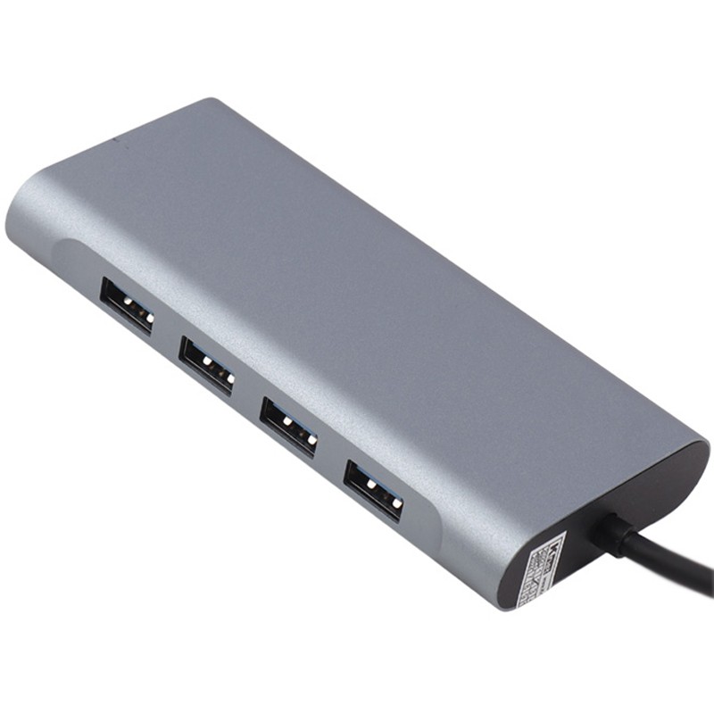 هاب 8 پورت Type C به 3.0 USB کی نت Knet K-MFCMS1011 با پورت HDMI و VGA و LAN و درگاه کارت حافظه با قابلیت PD
