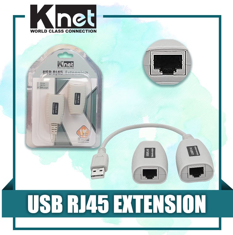 افزایش طول USB 2.0 روی کابل شبکه کی نت Knet K-EXUSB045 تا 45 متر