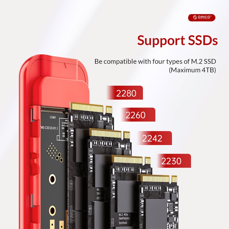 باکس اس اس دی M.2 NVMe اوریکو ORICO CPM2C3-G2 قرمز