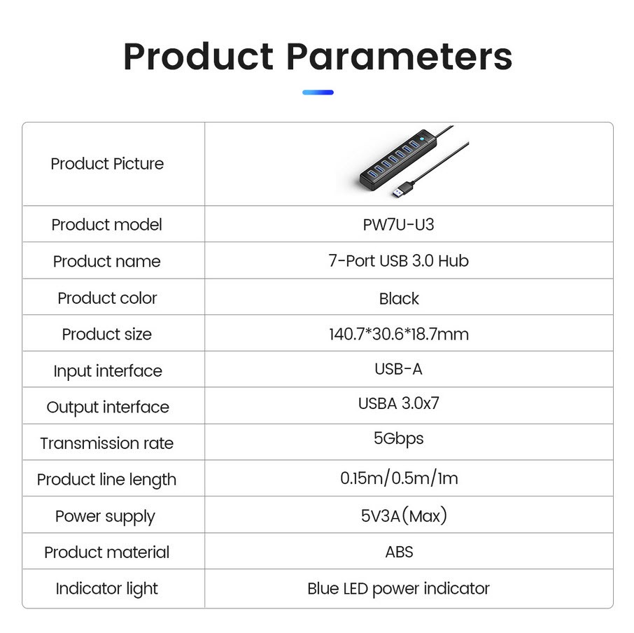 هاب 7 پورت USB 3.0 اوریکو ORICO PW7U-U3-05