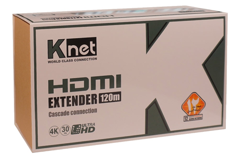 افزایش طول HDMI بر روی کابل شبکه کی نت Knet K-EXHDC120 تا 120 متر