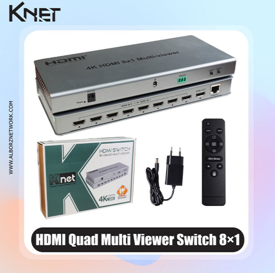 سوئیچ کواد 8 پورت HDMI کی نت Knet K-SWHDQ008