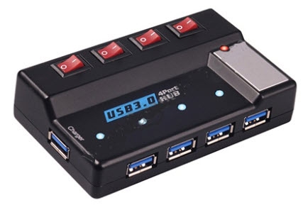 هاب 4 پورت USB 3.0 کلید دار با یک پورت شارژ همراه آداپتور فرانت FN-U3H350S